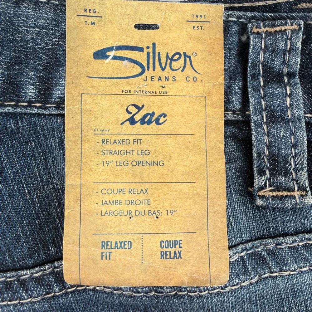 Silver Jeans Co Zac Relaxed Fit Straight Leg Jeans Blue W40 L30 M42408RAS301